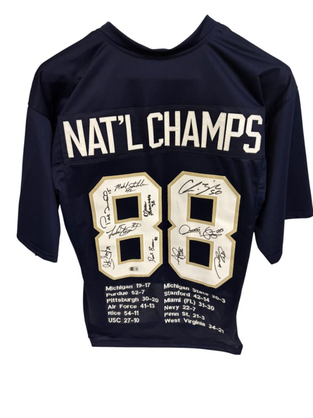 Notre Dame Fighting Irish 1988 National Champs Jersey Autographs Stitched